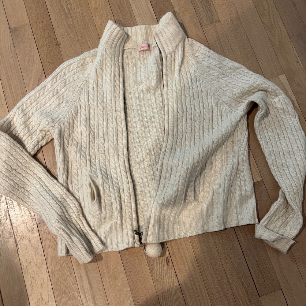Pink 100% Cashmere Zip Sweater Size M
